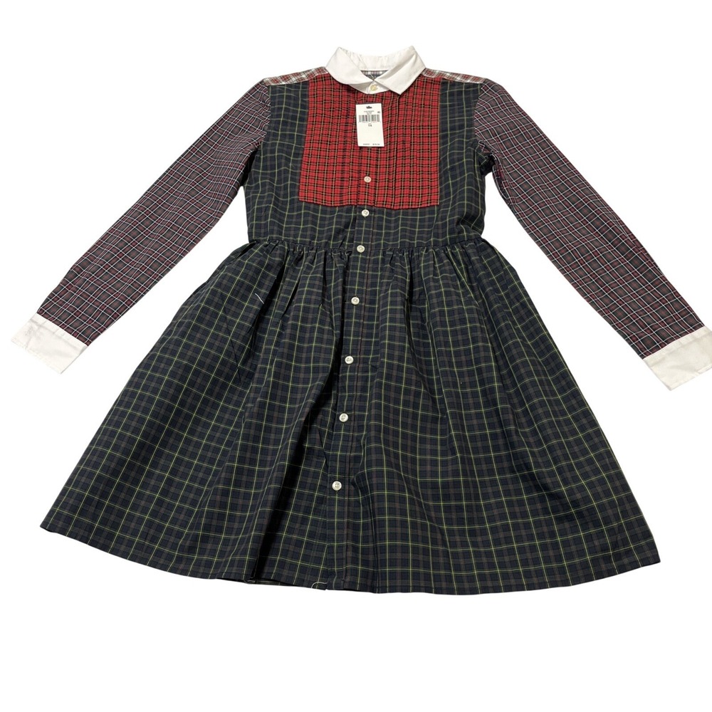 Polo Ralph Lauren Mixed Plaid Button Down Shirt Dress‎ Size 12 Fit Flare Preppy